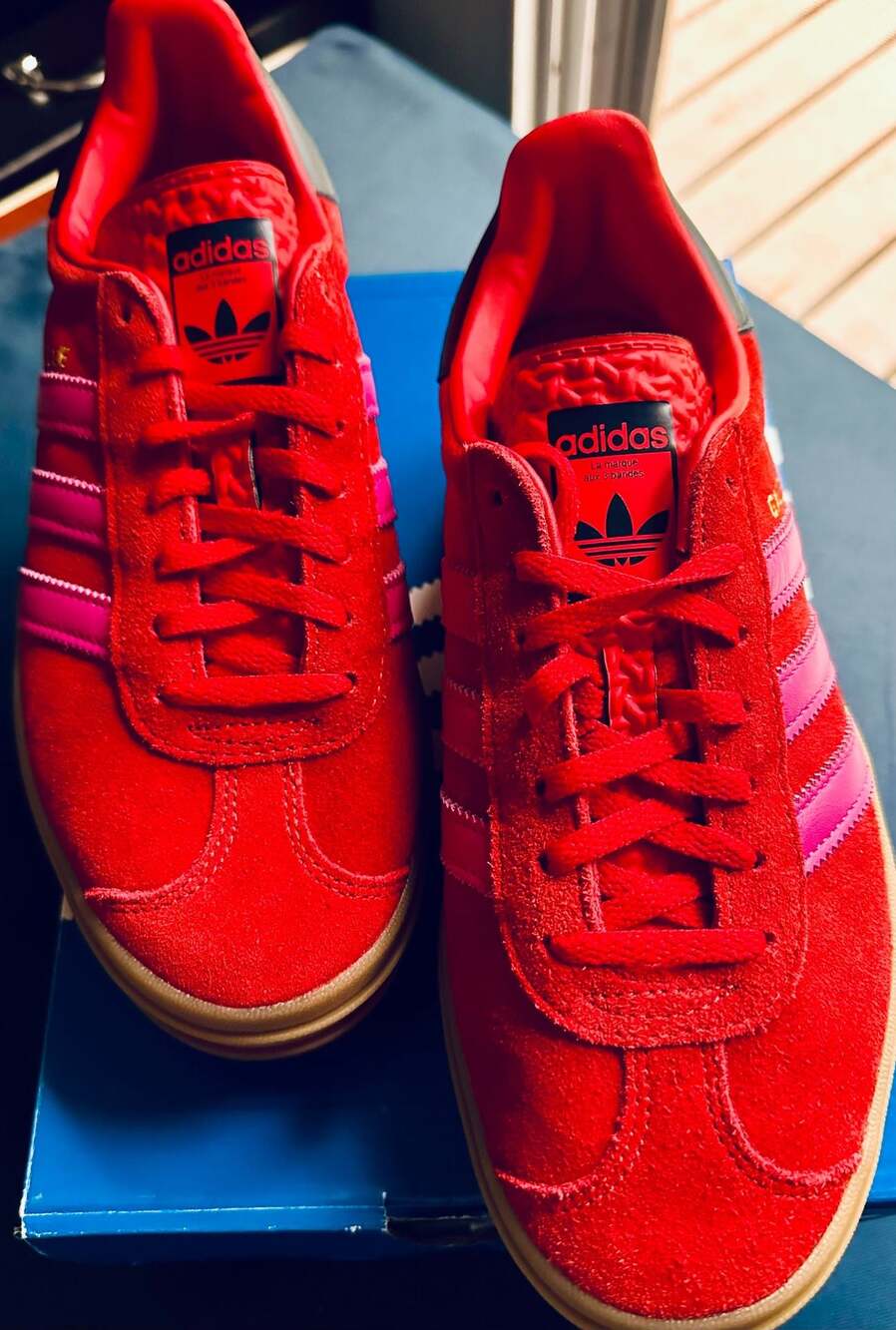 adidas Gazelle Bold W Red Pink Gum Platform Sneakers Women's Size 8 - Picture 6 of 6